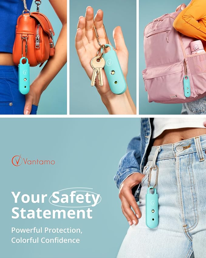 Vantamo Personal Alarm for Self Defense with Low Battery Notice, Strobe Light & Extra Loud 130 dB Double Speakers Safety Keychain Set for Women, Rechargeable Panic Button for Womens Self Defense - Image 2