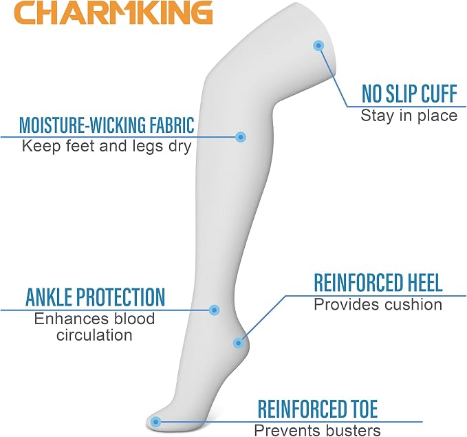 CHARMKING 3 Pairs Thigh High Compression Socks for Women and Men 15-20 mmHg Boost Circulation and All Day Comfort - Image 4