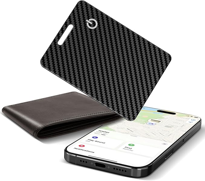 Wallet Tracker Card for Apple Find My (iOS Only), Ultra-Thin Bluetooth Tracker Smart Card Wallet Finder, IP68 Waterproof Slim Item Locator for Wallets, Keys, Passport & Luggage Tags (Jet Black) by MUSINOTE