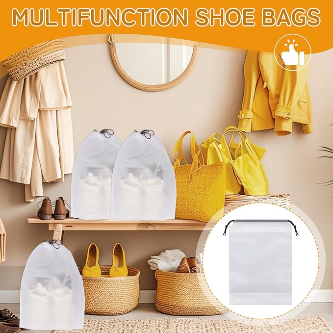 Shoe Bags for Travel, Waterproof Drawstring Shoe Bags for Packing | 15.7" x 11.8" Large Dustproof Portable Travel Shoe Storage Bags Travel Essentials Women and Men - Image 7