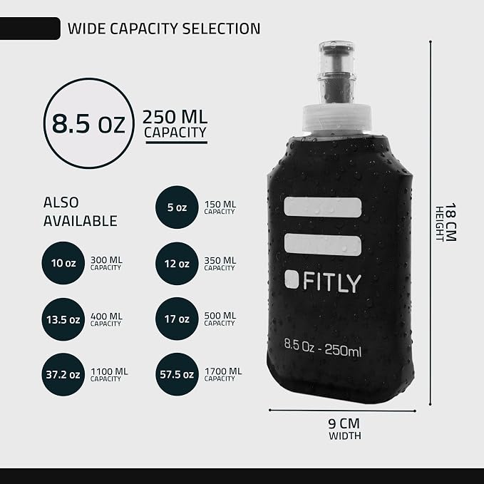 FITLY Soft Flask - Shrink As You Drink Soft Water Bottle for Hydration Pack - Folding Water Bottle Ideal for Running, Hiking, Cycling, Climbing & Rigorous Activity - Image 2