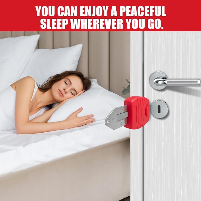 Portable Door Lock for Travel & Home - Hotel Door Locks for Travelers Security, Durable Travel Safety Device for Apartment Airbnb College, Home Security, Travel Essentials, Easy to Use - Image 7