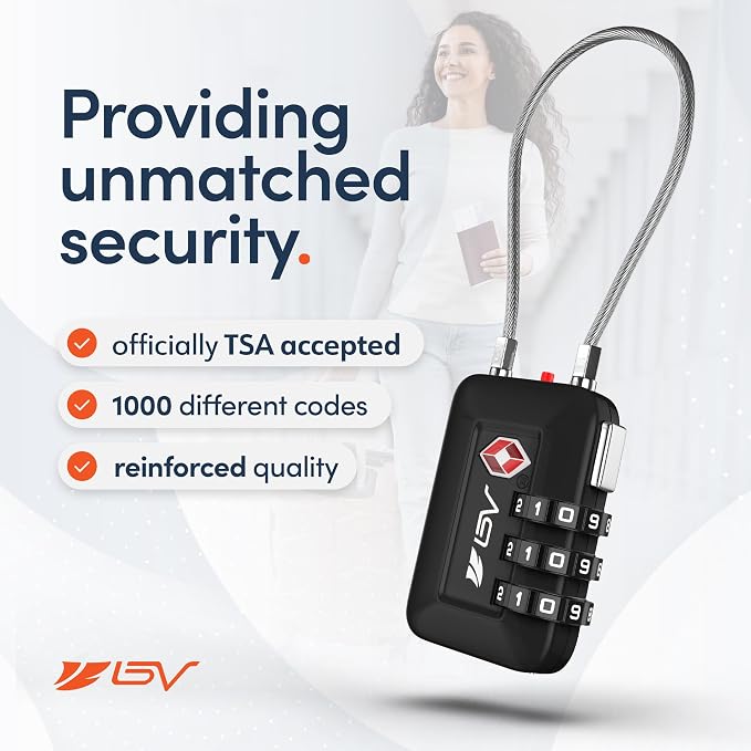 TSA Accepted Luggage Travel Lock, Set-Your-Own Combination Lock for School Gym Locker, Luggage Suitcase Baggage Locks, Filing Cabinets, Toolbox, Case (Black, 2 Pack) - Image 4