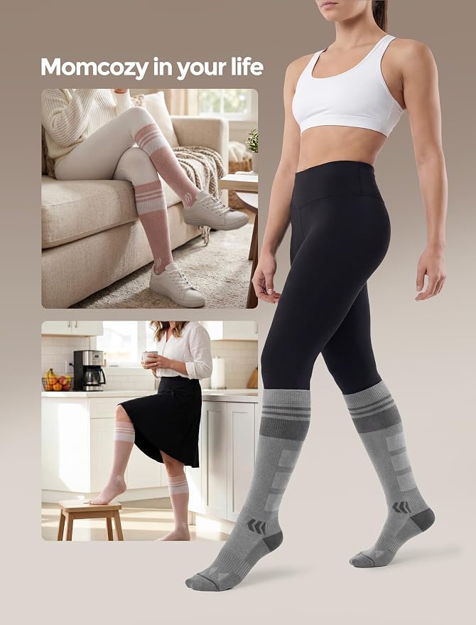 Momcozy Compression Socks for Women, 20-30 mmHg for Flying, Travel & Sports | 20-30 mmHg option: Enhanced support with zoned compression, Lycra fiber for lasting elasticity, silver-infused for freshness - Image 8