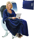 Tirrinia Travel Blanket Airplane Office Poncho 4 in 1 Premium Cozy Fleece Portable Poncho Blankets with Built-in Bag, Pocket by Tirrinia