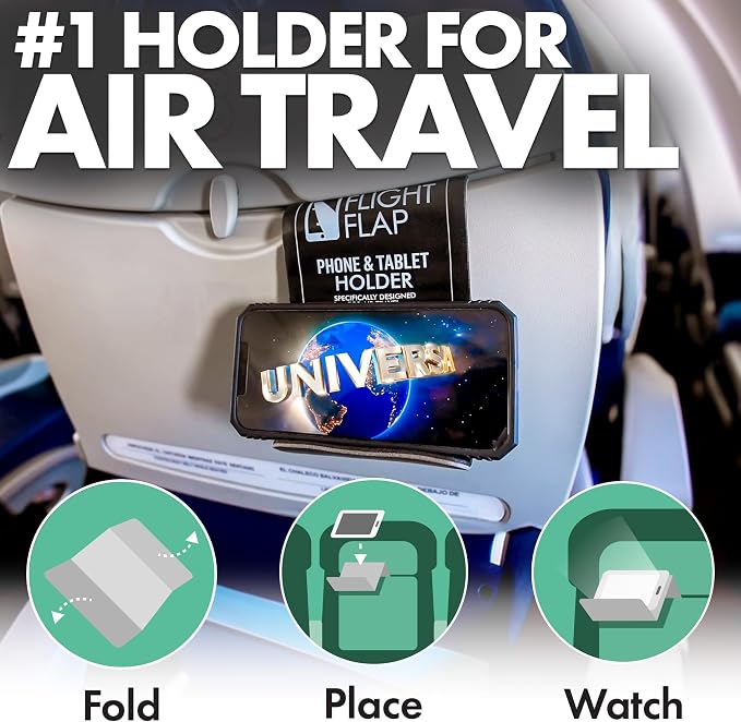 Airplane Phone Holder - Foldable Phone Stand for Plane Travel | Aluminum Build, 9 x 4.3 in. Matte Black Finish, Tabletop Mount Desk, Plane Tray Seat back, Treadmill, Fits iPhone Cell Phone - Image 2