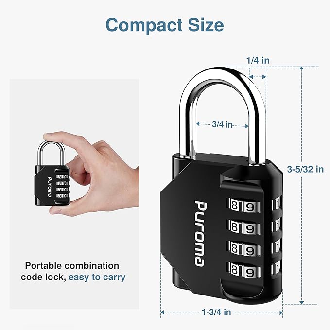Puroma 4 Combination Lock Locker 4 Digits Combo Padlock Gym Red & Black | For School Gate Fence Toolbox Hasp Storage, Outdoor, Resettable, Weatherproof, Side Window, Crack Cut Resist, Hardened Steel - Image 5