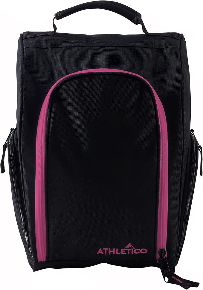 Athletico Golf Shoe Bag - Zippered Shoe Carrier Bags With Ventilation & Outside Pocket for Socks, Tees, etc. (Black/Pink) - Image 8