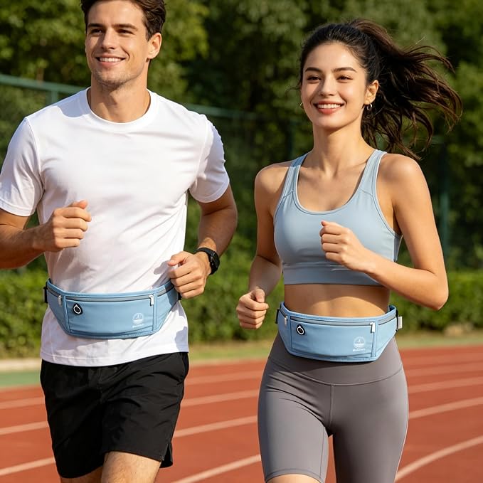 Slim Running Belt Fanny Pack, Phone Holder Waist Pack Money Belt - Blue - Image 7