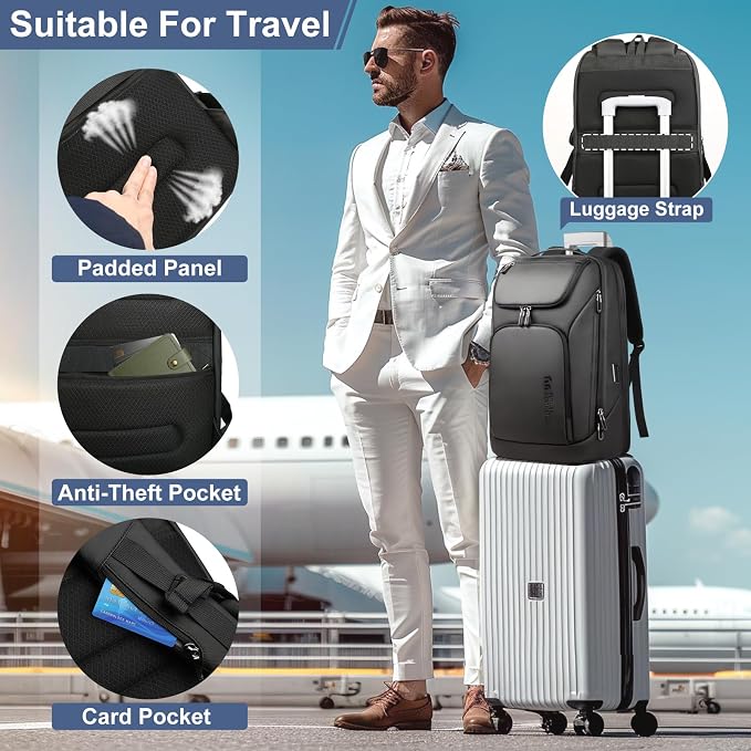 hk Business Smart Backpack for Men Anti-Theft for 17.3 Inch Laptop | with USB Charging Port Water-Resistant Large Durable Compact 30L for Travel College Work - Image 3
