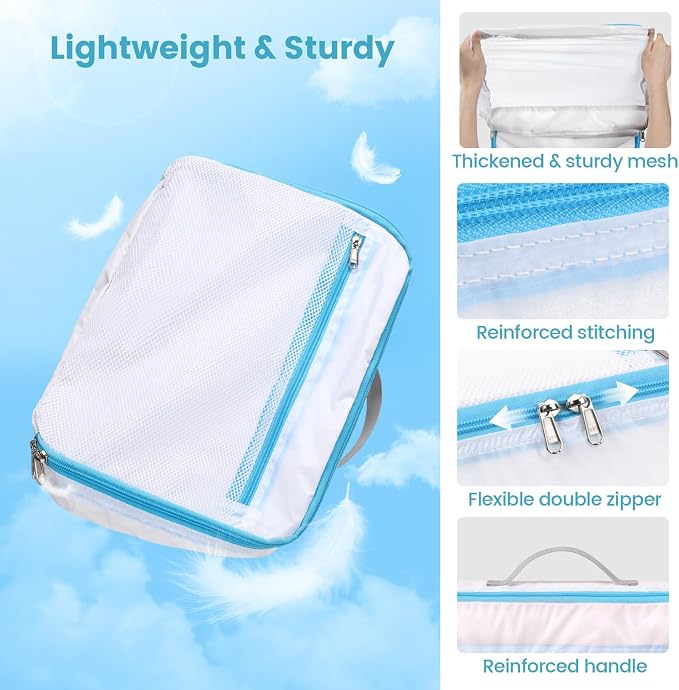 Cambond Mesh Packing Cubes for Travel Women - Lightweight Travel Bags Luggage Packing Organizer Travel Cubes for Suitcase with Handle - Image 8
