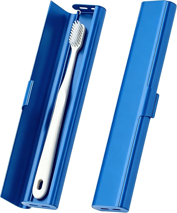 Aluminum Toothbrush Travel Case: Breathable & Dirt-Proof Hotel Camping Outdoor for Portable Storage Recyclable Traveler(1,Blue) by betevie