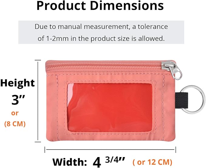 RFID Blocking Travel Wallet with Adjustable Lanyard, Small Nylon Zipper Pouch and Badge Holder for ID, Credit Cards, Cash, Keys, Commuters (BlazingOrange+CoralBlush) - Image 3