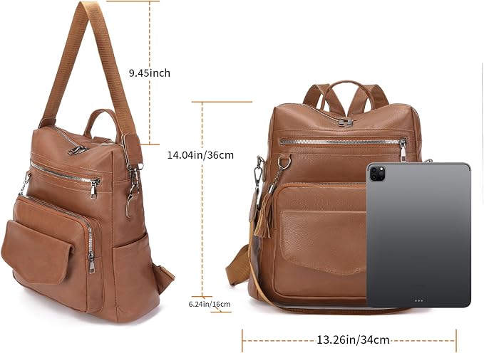 GAEKEAO Backpack Purse for Women PU Leather Anti-theft Backpack Ladies Convertible Large Travel Designer Fashion Shoulder Bag - Image 4