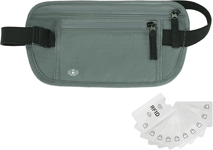 Money Belt for Travel, RFID Blocking, Hidden Money Belt, Passport Holder for Travel (Dark Green) by Unknown