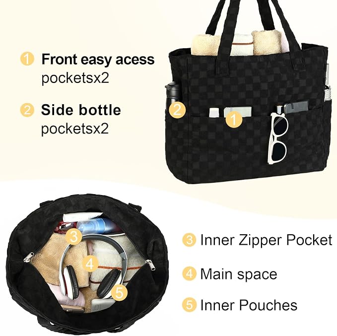 LEDAOU Large Beach Bag for Women, Waterproof Sandproof Tote Bag with Zipper | 36L Pool and Swim bag with Zipper, Wet/Dry pocket and 7 Pockets for Beach Days, Cruises, Vacations and Family travel - Image 5