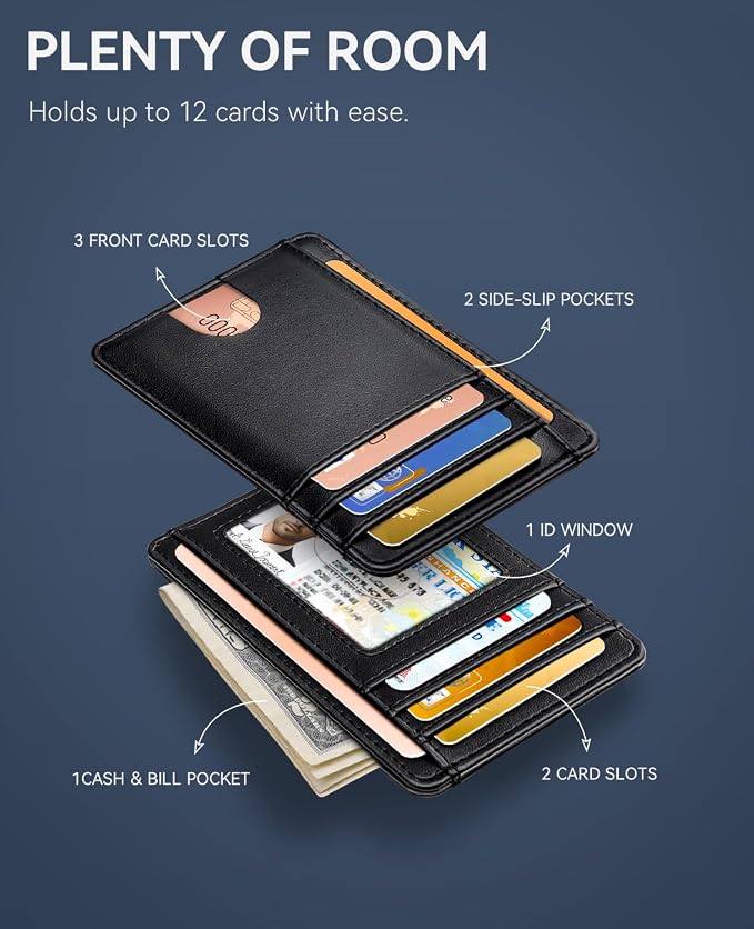 Teskyer Slim Minimalist Wallet for Men, RFID Front Pocket Card Holder | Ultra Slim Front Pocket Design, 8 Card Slots, RFID Protection, Smooth Faux Leather for Everyday Carry - Image 3