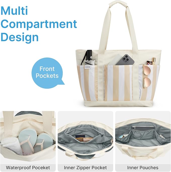 G4Free Beach Bag, Waterproof Beach Tote Pool Bags for Women | Compatible with Cup, Large Capacity Sandproof Foldable for Weekender Travel Swim - Image 5