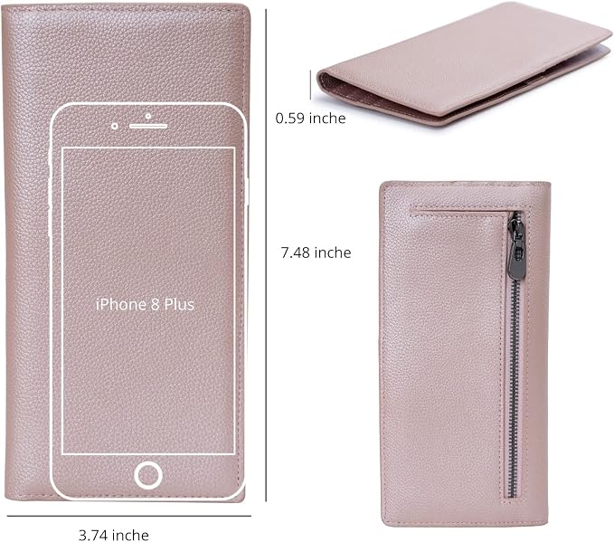 Bveyzi Ultra Slim Thin Leather RFID Blocking Credit Card Holder Bifold Clutch Wallets for Women - Image 3