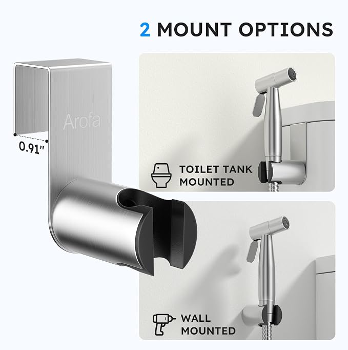 Arofa 2 Pack Handheld Bidet Sprayer for Toilet, Adjustable Water Pressure | Muslim Shower Toilet, Leak-Free Bidet Hose, Tank or Wall Mount, Feminine/Baby Wash, Cloth Diaper Rinse, Easy Installation - Image 6