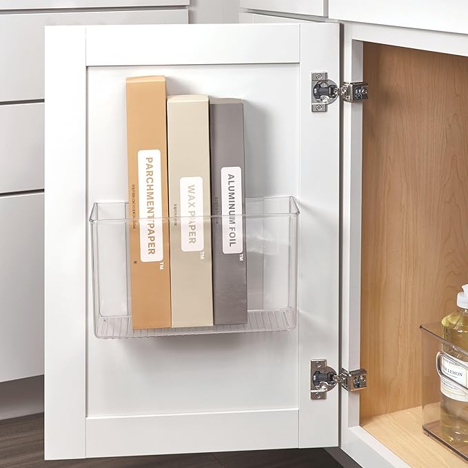 iDesign Adhesive Organizer Bin, Set of 2, Clear | Damage-Free Hanging, For Kitchen, Bathroom, or Office - Image 6