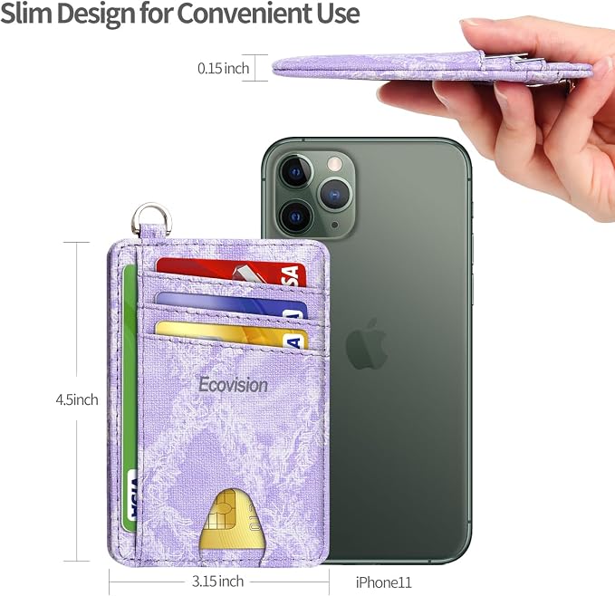 Slim Minimalist Front Pocket Wallet, RFID Blocking Credit Card Holder Wallet with Detachable D-Shackle for Men Women - Image 7