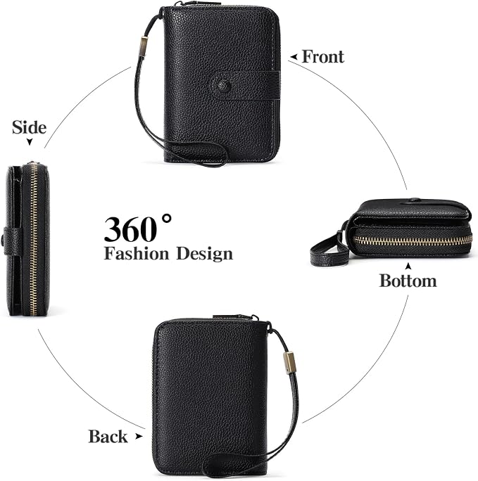 GAEKEAO Leather Credit Card Holder Wallet for Women RFID Blocking Large Capacity Bifold Zipper Card Case Organizer with Wristlet 32 Slots - Image 4