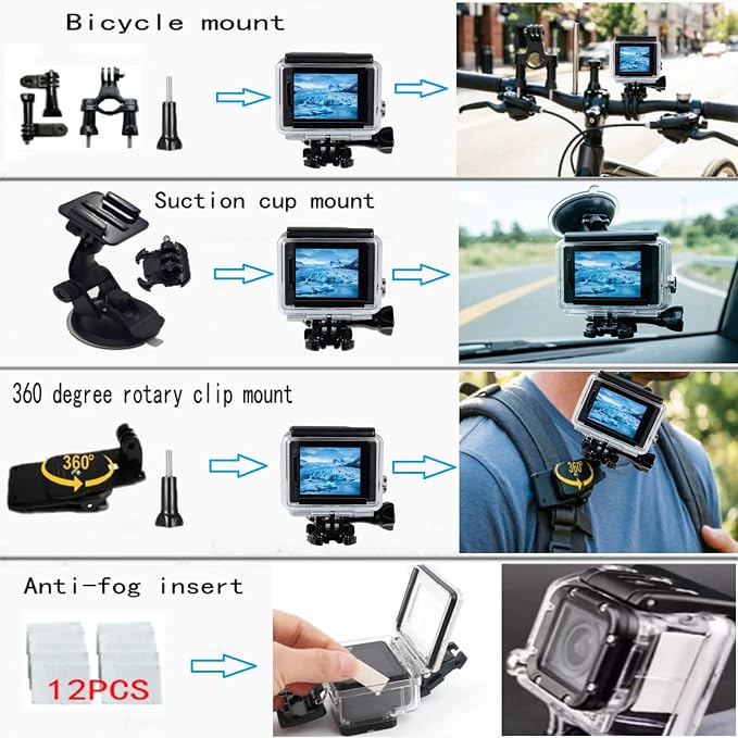 50-in-1 Action Camera Accessories Kit for GoPro Hero 13/12/11/10/9 Insta360 X5/X4/X3 DJI ActionEK5000/EK7000 Pro/Brave 4/ Pro/Brave 7 Max Fusion SJ4000 SJ5000 - Image 4