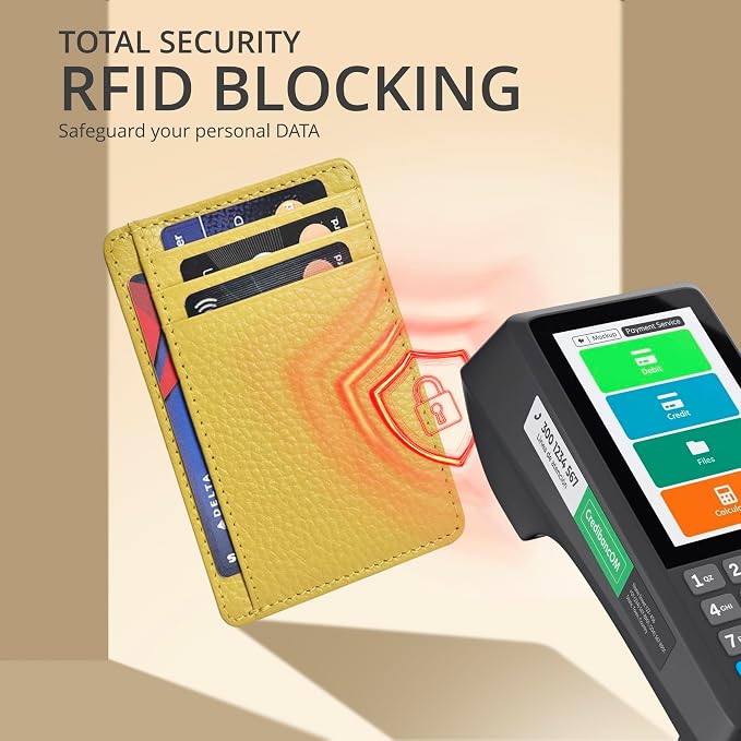 Slim Minimalist Leather Wallet RFID Blocking Front Pocket Card Holder - Image 5