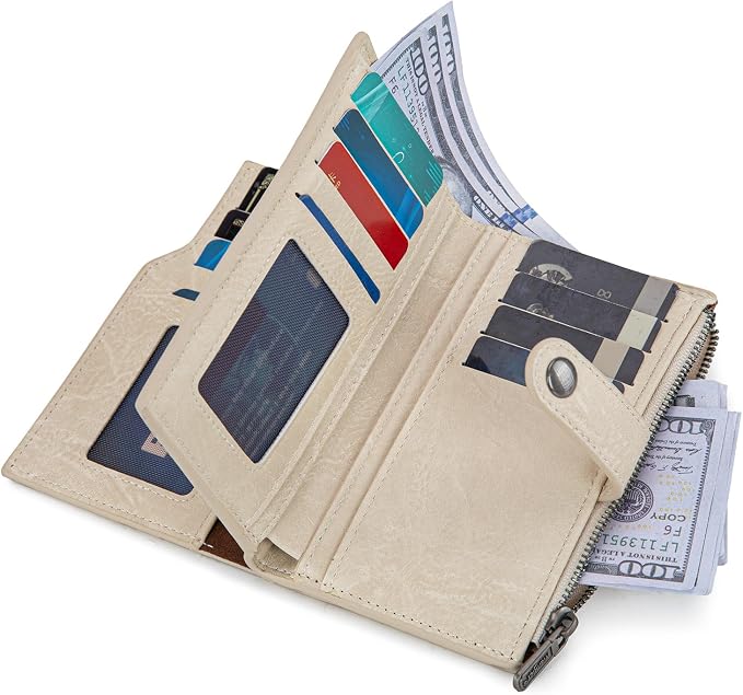 Wrangler Wallet for Women Bifold Card Holder with Zipper and ID Window - Image 3