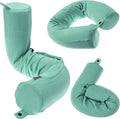 Dot&Dot Twist Memory Foam Travel Pillow, Bendable Neck Pillow for Airplane, Car and Home, 26-Inch Adjustable Roll with Washable Cotton Cover, Green by DotDot
