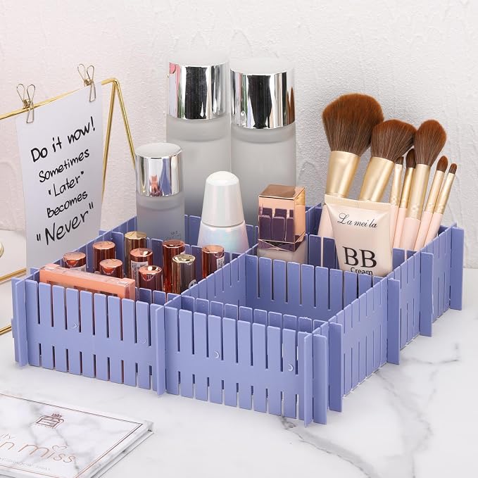 acDesign 40Pcs Grid Drawer Dividers, Adjustable Drawer Organizer for Socks, Underwear, Lingerie, Makeup, Bedroom Office Kitchen Storage (Blue) - Image 4