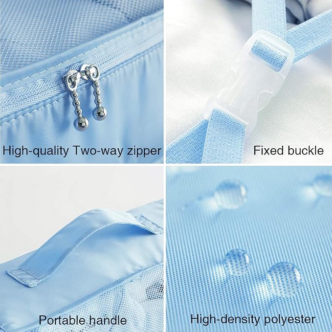 Packing Cubes for Travel, 8 Pcs Set | Luggage Organizers with Shoe Bag and Toiletry Bag, Classification and Storage, Save Storage Space and Luggage Packing Time - Image 7