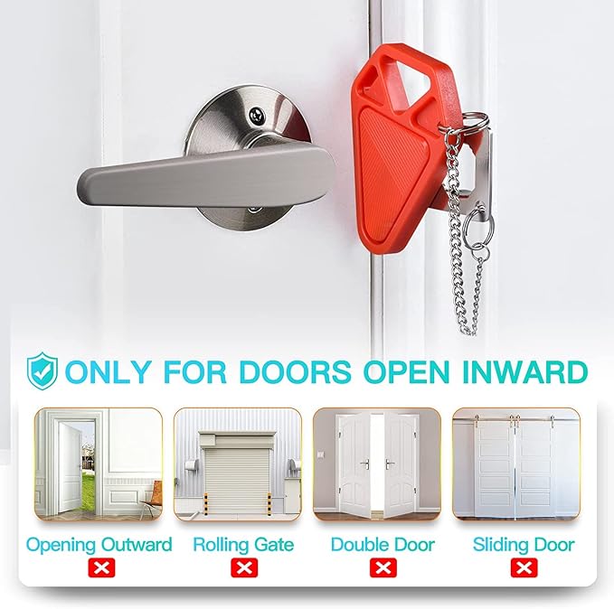 Portable Door Lock for Travel Hotel Safety: Hotel Door Locks for Travelers | Home Apartment Security Locker from Inside Room Bedroom Women Travel Gifts Traveler Stocking Stuffers Traveling Essentials - Image 5