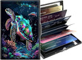 Metal Wallet,Credit Card Holder for Women,Slim RFID Blocking Credit Card Holder Thin Aluminum Wallet ID Case,6 Slot Business Mini Hard Metal Case for Women/Men,Sea Turtle Green by Unknown