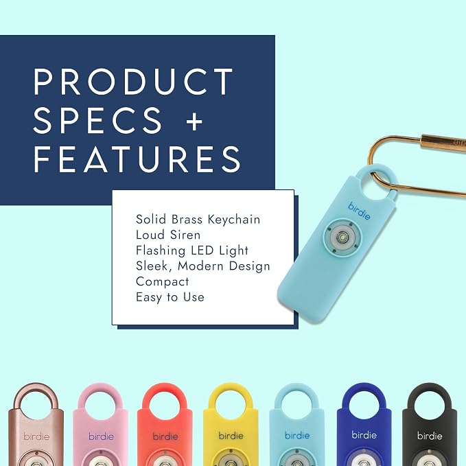 She’s Birdie–The Original Personal Safety Alarm for Women by Women–Loud Siren, Strobe Light and Key Chain in a Variety of Colors (Metallic Lavender) - Image 4