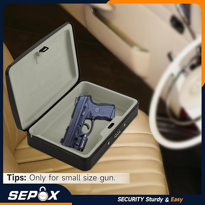 SEPOX® Portable Heavy Duty Steel Lock Box 8.1x5.7in 3ft Cable Combo Safe | For Travel Hotel Office Dorm Compact Steel Alloy Lock Box 3-Digit Code 3ft Steel Cable Secures Cash Passport Jewelry Small - Image 7