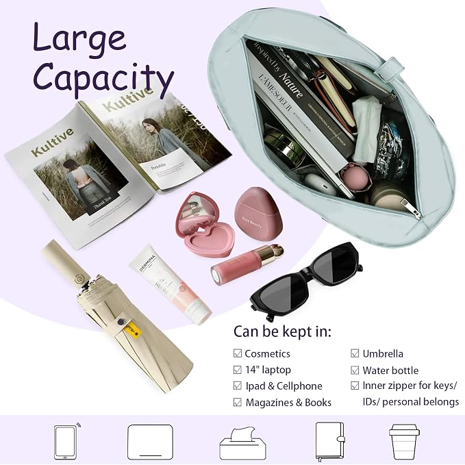 Work Bags for Women- Nursing Clinical Bag with Zipper Large Foldable Travel Bag Water-Resistant Handbag - Image 5