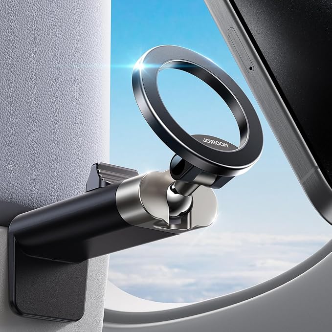 JOYROOM 【360° Metal Ball & Titanium】 Magsafe Airplane Phone Holder, Travel Essentials for Airplane Phone Mount, Universal Travel Phone Holder for Plane, Must Have for iPhone 17 16 15 14 13 by JOYROOM
