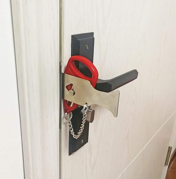 Portable Door Lock,Additional Safety and Privacy in Travel,Home and School | Home Security Door Lock,Travel Hotel Lock,for Woman Safty Traveling and Hotel,Compatible with Most Open Inward Doors - Image 2