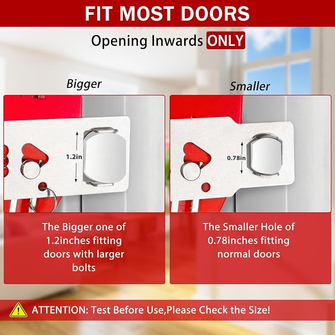 Portable Door Lock for Travel 2-in-1, Hotel Door Locks for Travelers Security, Door Lock Self-Defense Security Device for Home, Apartment, Hotel, Living Motel, School Dorm, House - Image 4