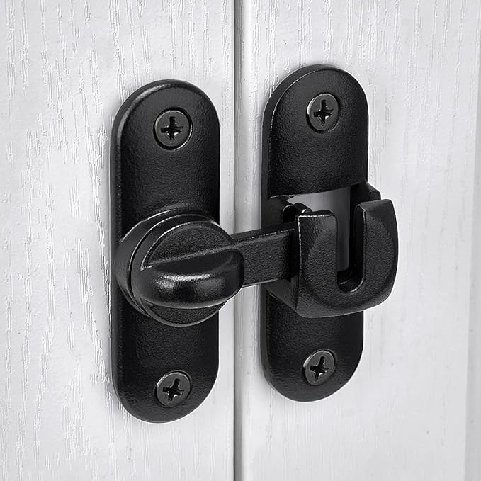 4 Packs Matte Black 90/180 Degree Barn Door Latches,Flip Gate Lock | Zinc Alloy Flip Gate Latches,Right Angle Door Lock,for bedroom,garage,sliding door,window,cabinet,drawer,pet enclosures - Image 5