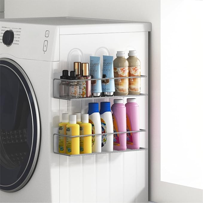 Magnetic Spice Rack For Refrigerator, Space Saving Magnetic Shelf For Fridge Grey 4 Pack With Magnetic Paper Towel Holder - Image 6