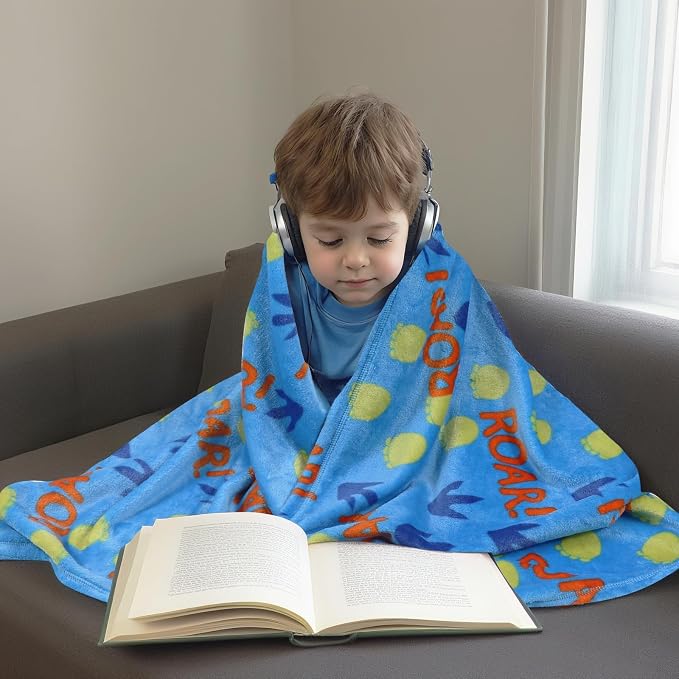 3 in 1 Travel Pillow and Blanket Set for Kids | Soft Travel Blanket Airplane Campact with Bag,Pillow Blanket for Boys with a Pocket,Backpack Clip, Luggage Sleeve (Dinosaur) - Image 6