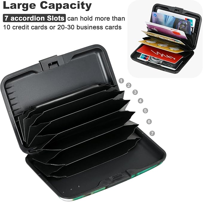 Mini RFID Aluminum Wallet Credit Cards Holder Business Card Case Metal ID Case for Men Women (Greenblack Marble) - Image 5