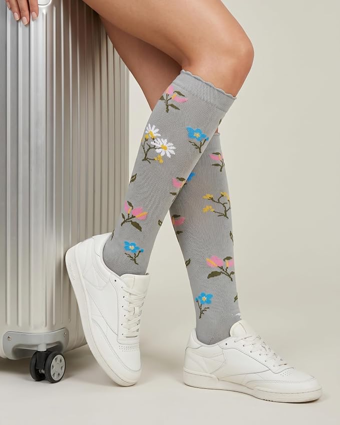 Jeasona Bamboo Viscose Compression Socks for Women 15-20 mmHg 3 Pack Cute Socks for Travel Nurses Pregnancy Daily Wear - Image 6