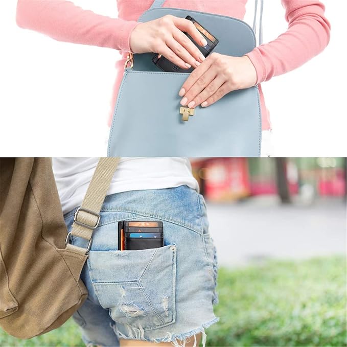 GH GOLD HORSE Slim RFID Blocking Card Holder Minimalist Leather Front Pocket Wallet for Women | Slim - Image 7