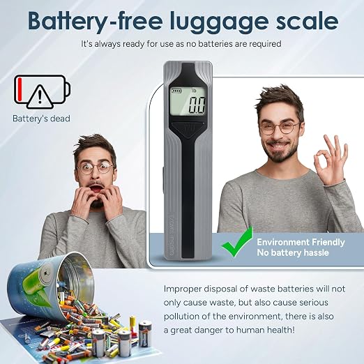 Battery-Free Luggage Scale – No Batteries Needed, Portable Digital Hanging Suitcase Weight Scale for Air Travel & Checked Bags, 110lb/50kg, LCD Display, Compact Travel Accessory - Image 5