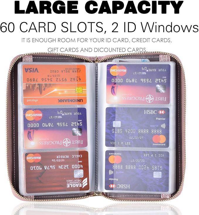 Easyoulife Credit Card Holder Wallet Womens Zipper Leather Case Purse RFID Blocking - Image 3