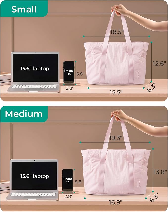 BAGSMART Tote Bag for Women, Tote Bag with Zipper Work Tote with Compartments Nurse Shoulder Hanbag for Travel, Gym - Image 7